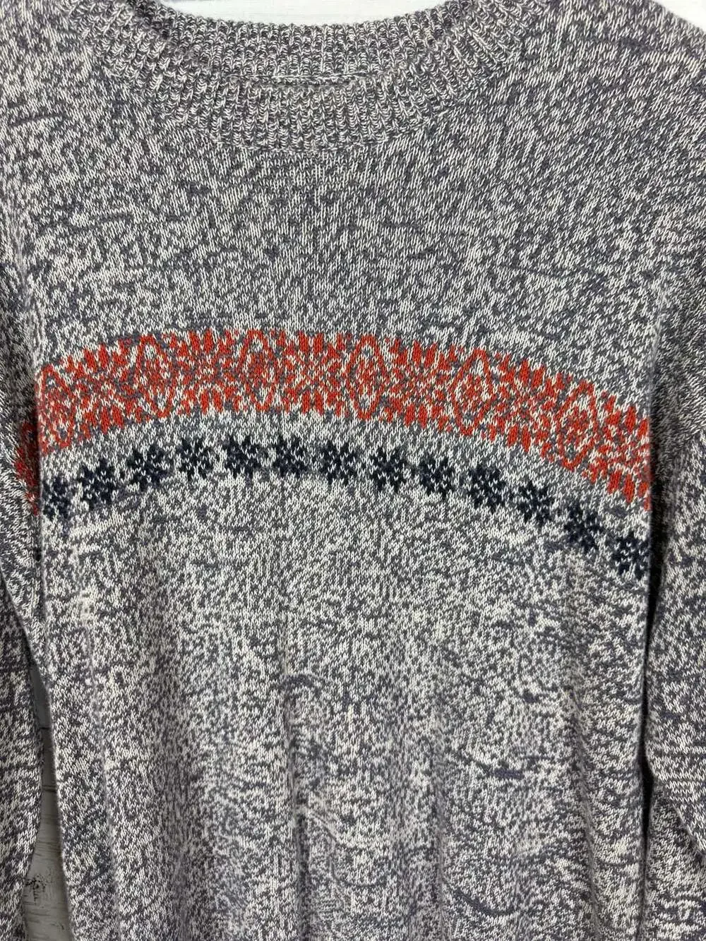 American Outpost Men's XL Ramie Cotton Blend Marled Fair Isle Pullover Sweater